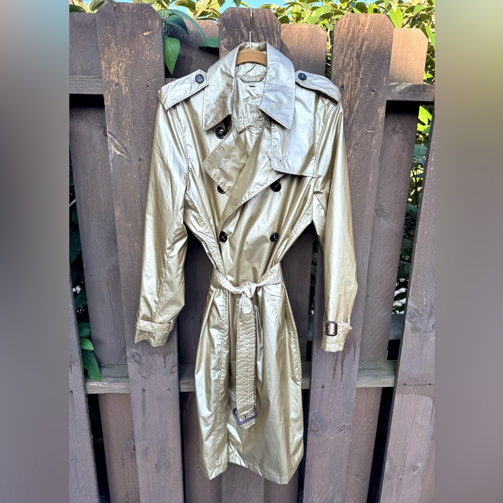 Burberry Gold Trench Coat with Double-Breasted Design